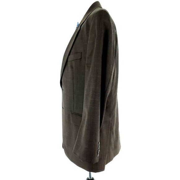 Damaged Lauren Ralph Lauren Wool 2 Button Blazer 42R Brown Glen Plaid Blue Windo - Picture 6 of 12
